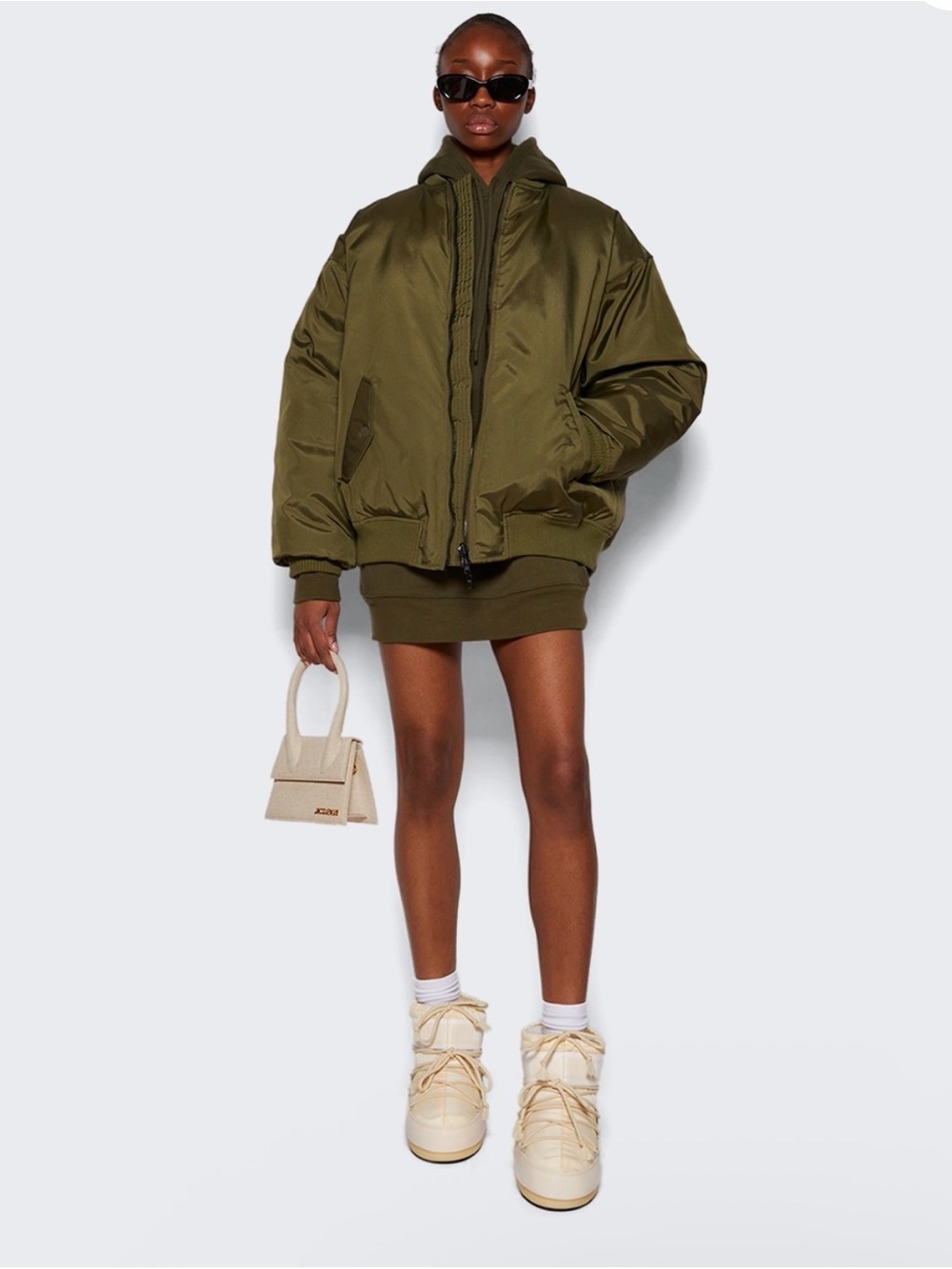 NWT WARDROBE.NYC Oversized Reversible Bomber Jacket Dark Military XS - Picture 3 of 7